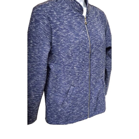 FLORA BLUE Women's Plus Size Blue & White Speckled Jacket 2X - Picture 4 of 13